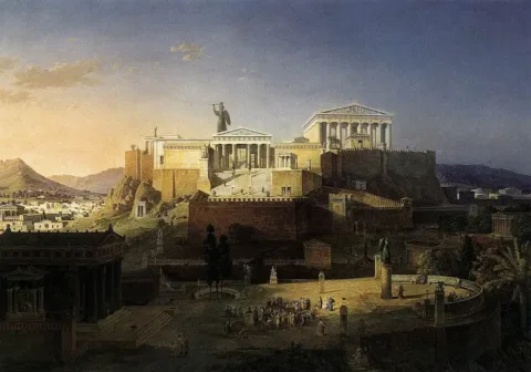 The Acropolis at Athens by Leo von Klenze, 1846. Oil on canvas. Bayerische Staatsgemäldesammlungen, Neue Pinakothek, Munich. Wikimedia Commons / Web Gallery of Art. Public Domain.