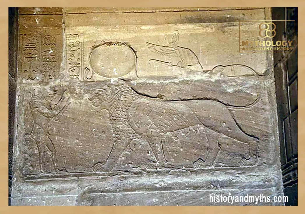 Thoth as a baboon adoring Tefnut in lioness