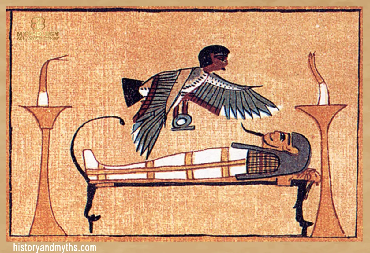 The ba of Ani hovering over his mummy
