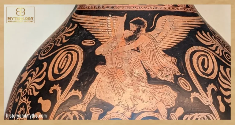 Oinochoe with decoration of the abduction of Oreithyia by Boreas