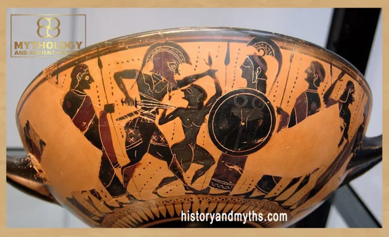 Ajax and Cassandra at the Palladium, Attic black-figure kylix, c. 550 BC