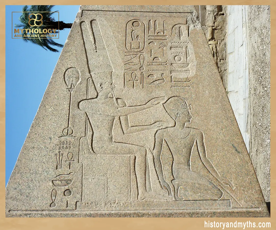 Hatshepsut kneels before Amun