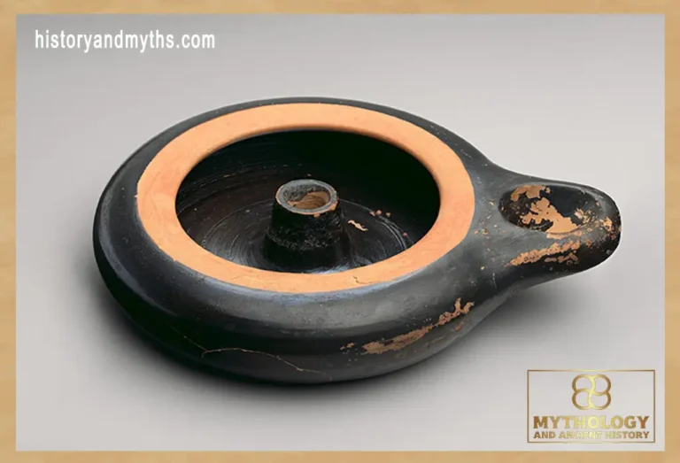 Terracotta oil lamp from Classical Greece, used for household lighting and nighttime movement inside Greek cities