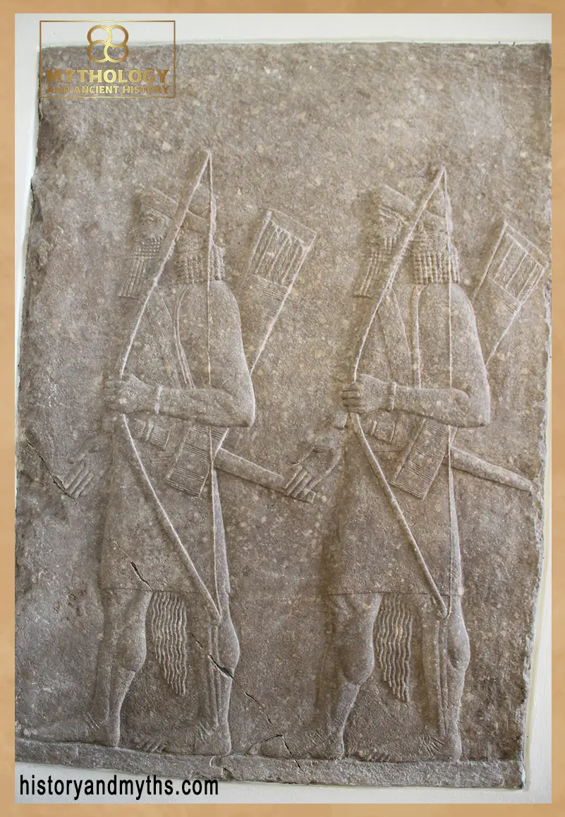 Assyrian armed soldiers relief from the Palace of King Sennacherib (704–689 BCE)