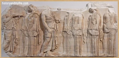 The Panathenaic procession (Ergastinai) from the east frieze of the Parthenon
