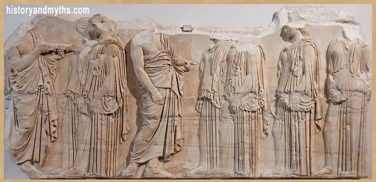 The Panathenaic procession (Ergastinai) from the east frieze of the Parthenon
