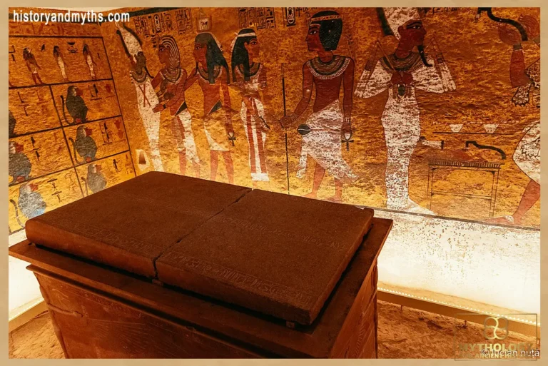 Decorated elite burial environment in Ancient Egypt (cropped detail from “Egipt 2020”)