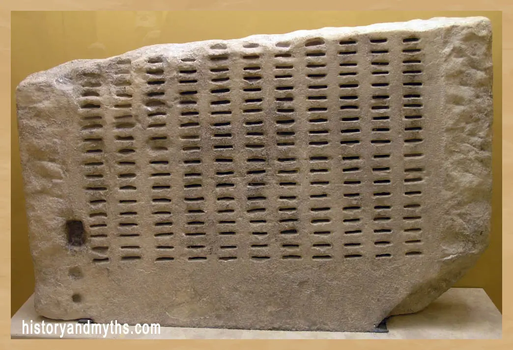Kleroterion, Athenian selection device (cropped), Ancient Agora Museum