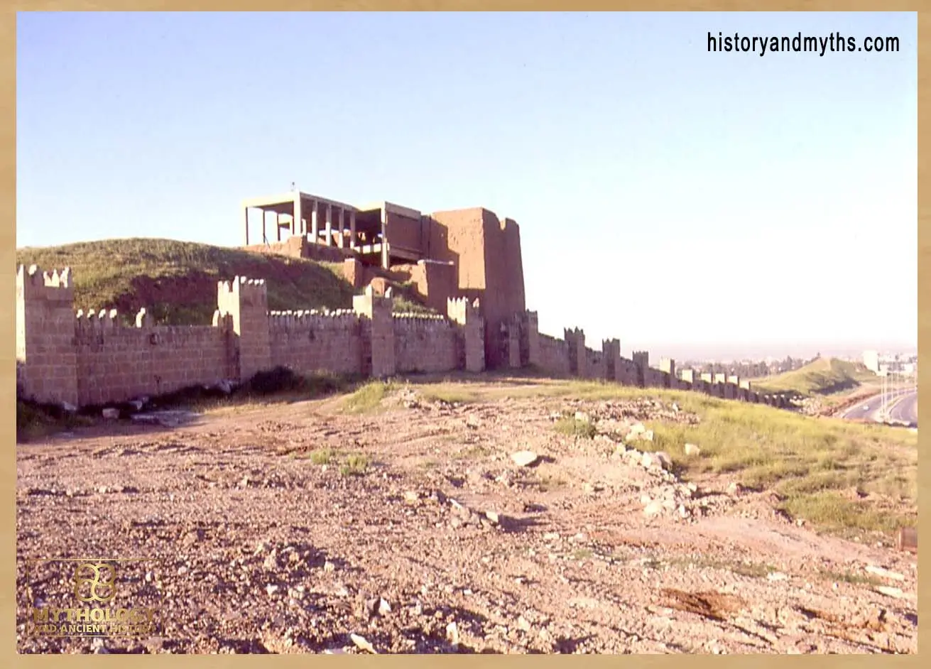Exterior view of the Adad Gate at Nineveh showing ancient city wall and defensive structure