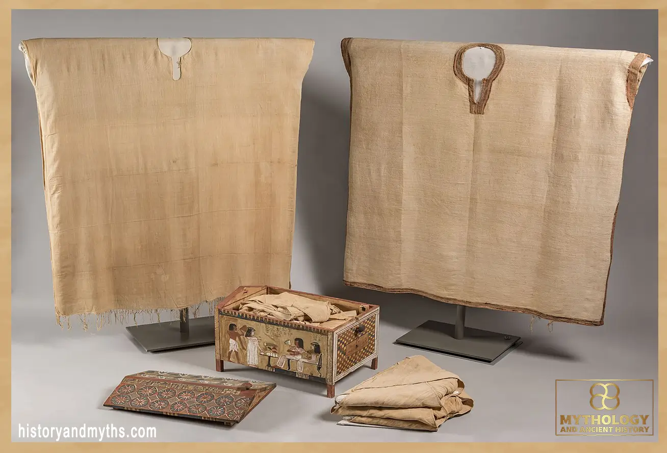Tunic with multicolored borders (Suppl. 8530), linen tunic of Kha (TT8), New Kingdom (18th Dynasty)