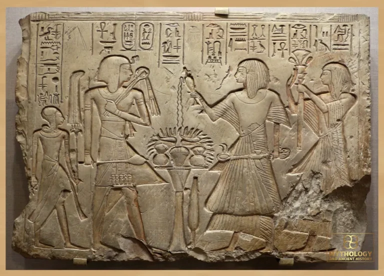 Pharaoh Seti I seated with the young Ramesses II, accompanied by royal scribes Amonwahsu and Tia, illustrating royal authority and administrative elites in New Kingdom Egypt