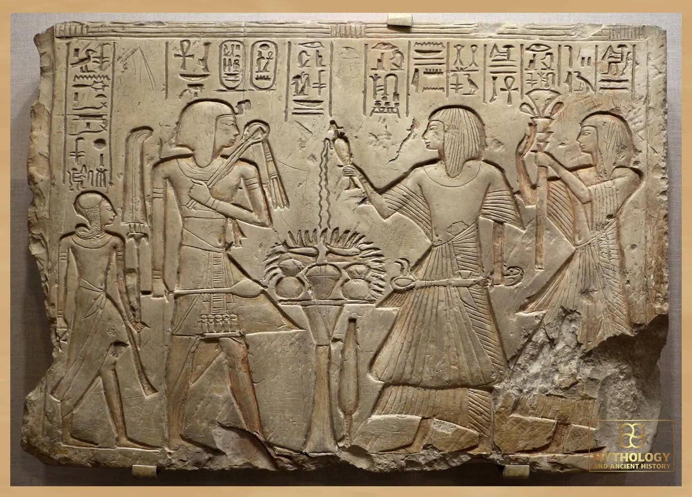 Pharaoh Seti I seated with the young Ramesses II, accompanied by royal scribes Amonwahsu and Tia, illustrating royal authority and administrative elites in New Kingdom Egypt