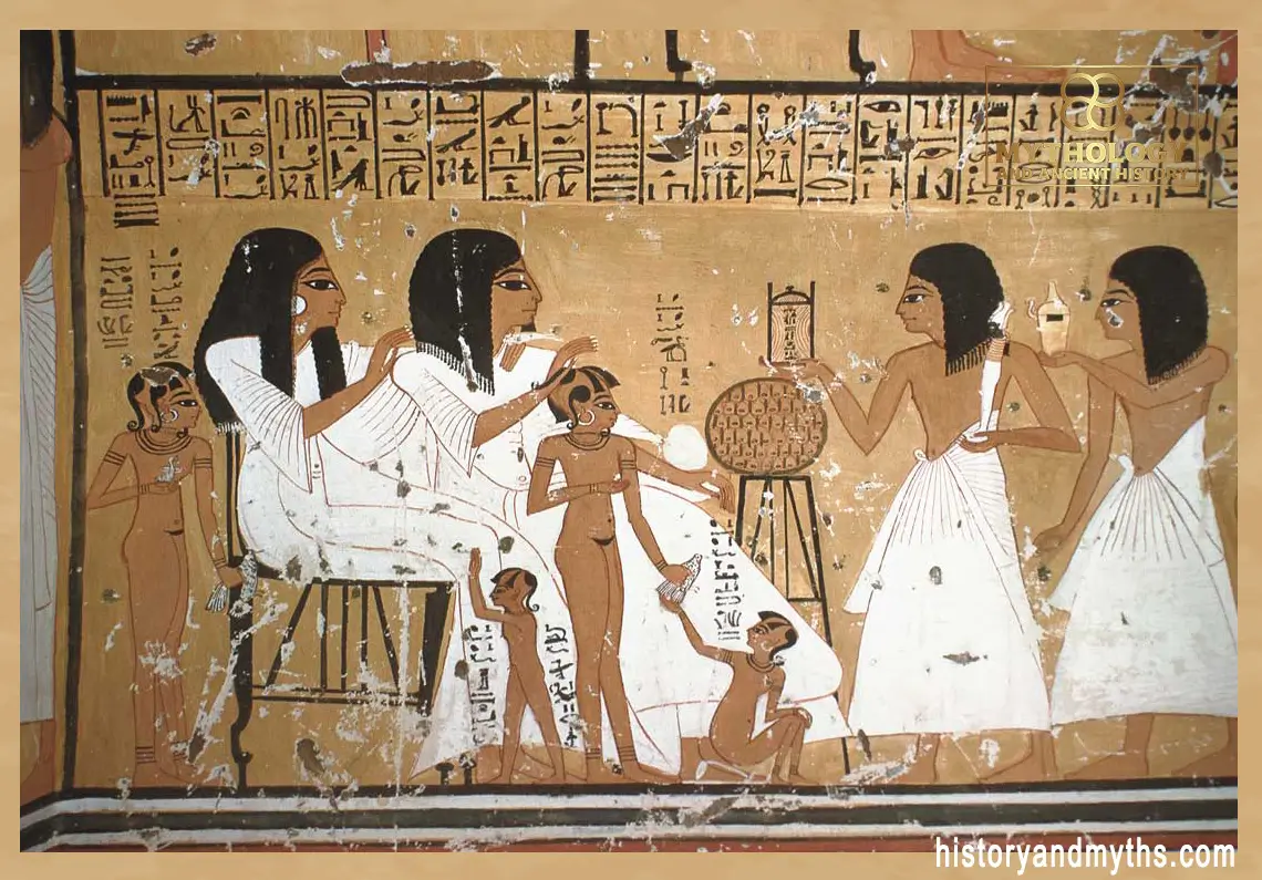 Relief showing Inherkhau and his wife Wabet seated with their grandchildren