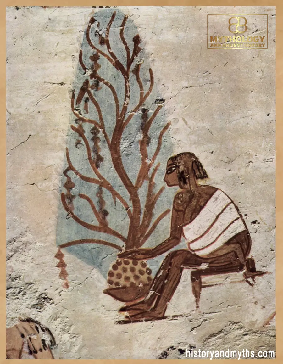 Wall painting depicting a mother with her child, Tomb of Menna