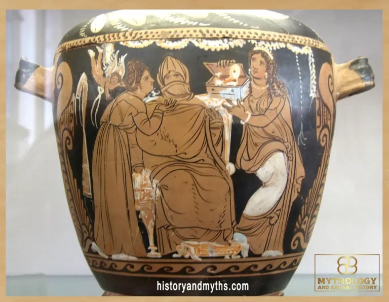 Wedding preparation scene on a Sicilian skyphoid pyxis attributed to the Adrano Group (c. 330–320 BC)
