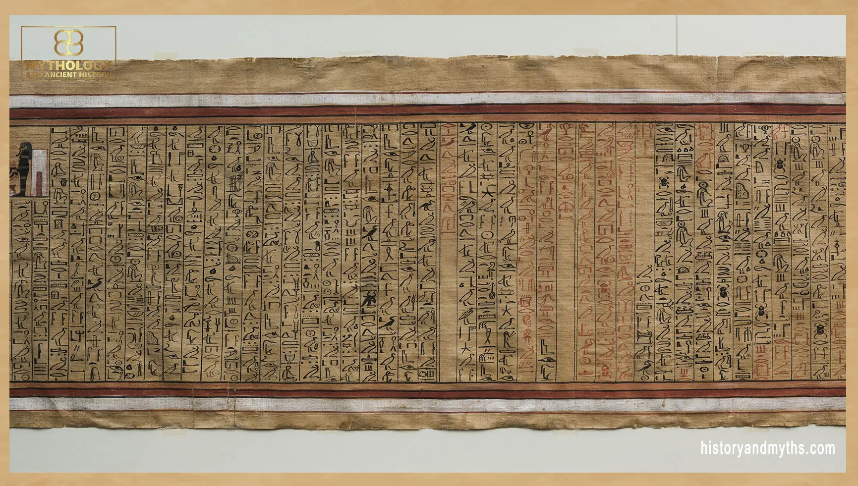 Detail from the Book of the Dead of Kha papyrus showing hieroglyphic spells used as sacred speech in ancient Egyptian funerary practice