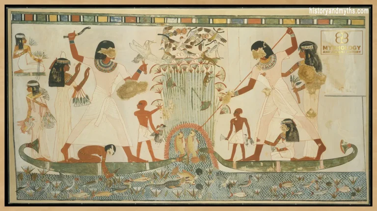 “Menna and Family Hunting in the Marshes,” facsimile from the Tomb of Menna (TT69), Dynasty 18, New Kingdom