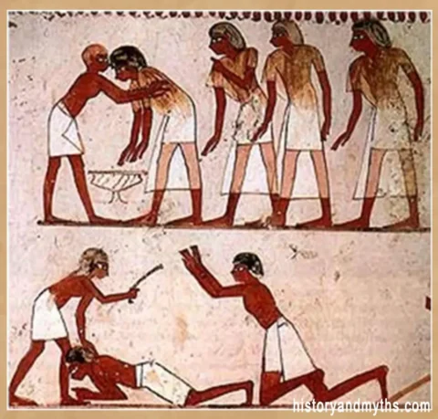 Cropped detail from the east wall (south side) of the transverse chamber in the tomb of Menna