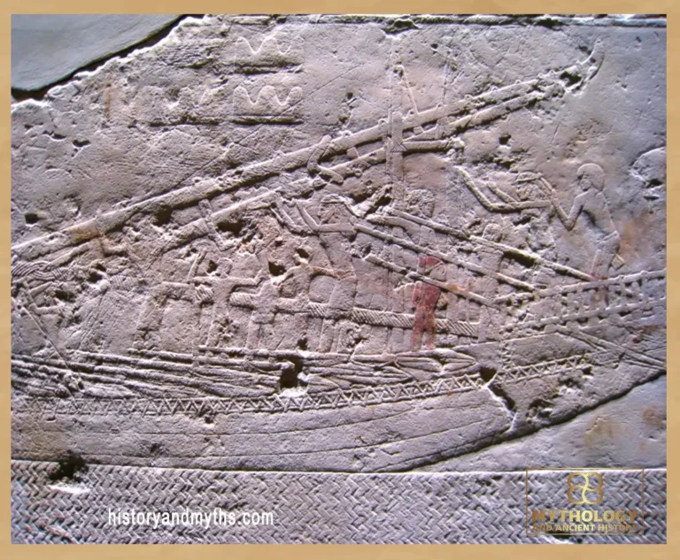 Relief from the funerary temple of Sahure showing a return of a naval expedition, illustrating ancient Egyptian seafaring activity connected to external trade networks.