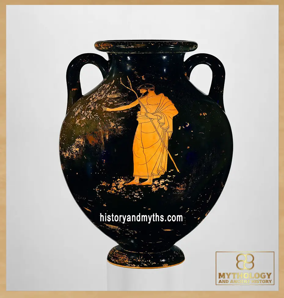 Judge wearing a himation, depicted on an Attic red-figure pottery attributed to the Berlin Painter (c. 490 BC)