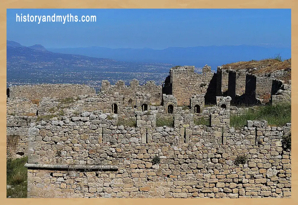 Defensive landscape and elevated terrain of Acrocorinth, Greece