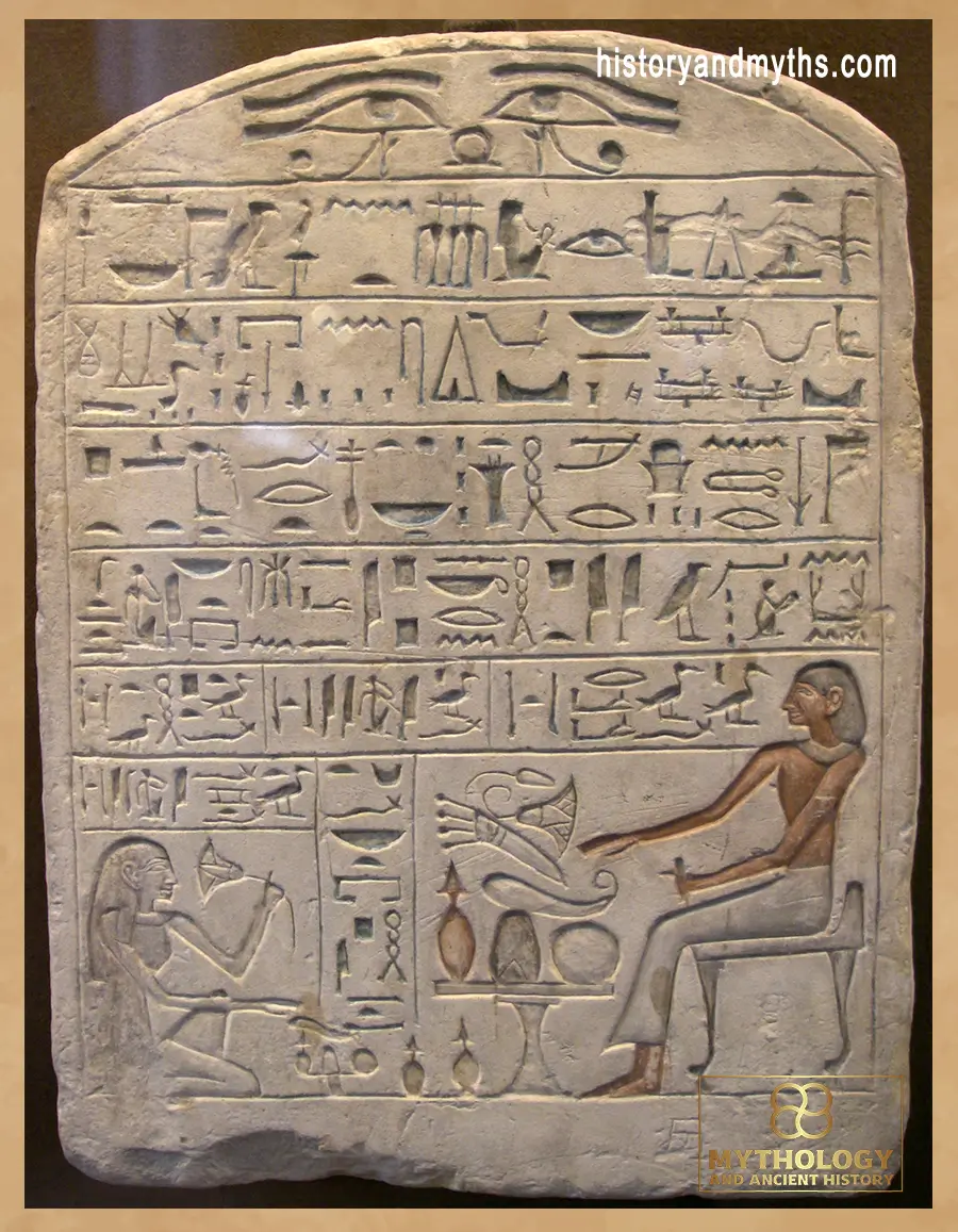 Stela of Pepi, chief of the potters, listing family members as the justified