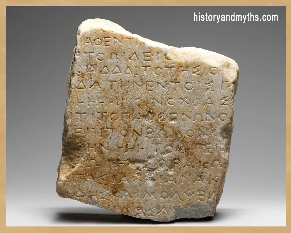 Fragmentary marble inscription listing public expenditures connected to an athletic festival, including references to the Odeon, the Parthenon, and the Temple of the Dioskouroi, Greek Attic, 1st half of 4th century BC