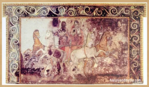 Hades and Persephone, fresco from the Tomb of Eurydice, Vergina, ca. 340 BCE