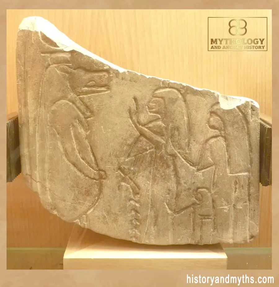 Ex-voto stele fragment showing worshippers before the goddess Taweret