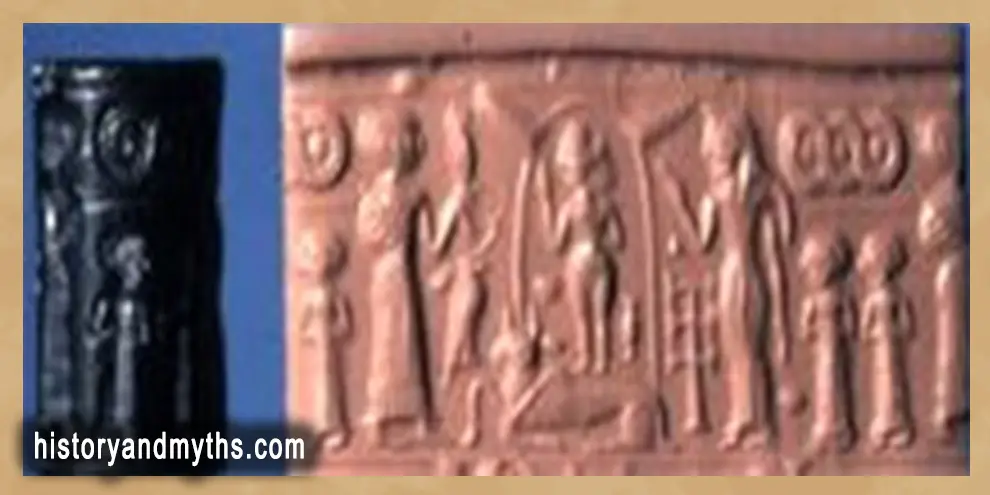 Namtar, Inanna in her winged shem, & Ereshkigal