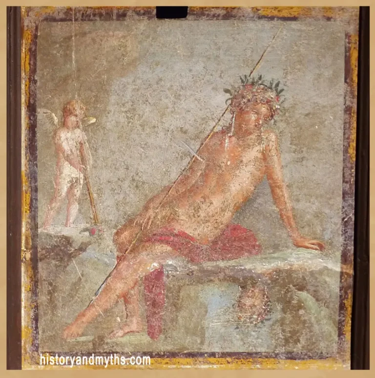 Fresco of Narcissus from Pompeii, 1st century BC, preserved in the Museo Archeologico Nazionale di Napoli