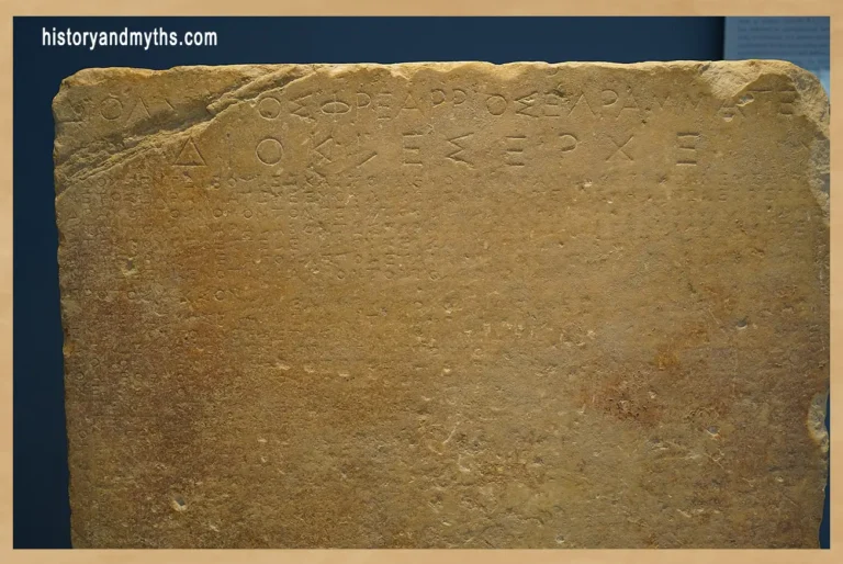 Inscribed Athenian law attributed to Draco (7th century BC), displayed in the Epigraphic Museum of Athens