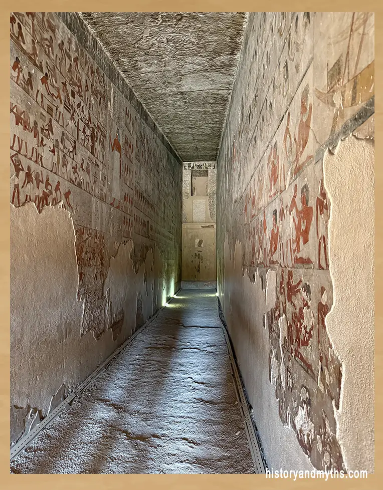 Tomb of Rekhmirê, Valley of the Nobles, Luxor — interior view illustrating how symbolism, narrative scenes, and administrative identity were expressed within elite tomb spaces.