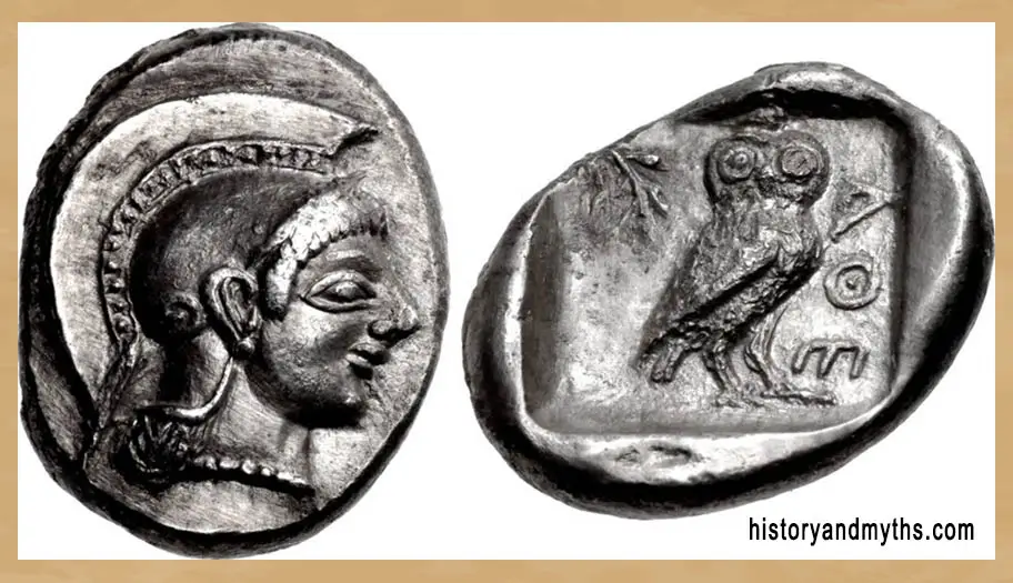 Silver tetradrachm of Athens (Athena and owl), ca. 510–490 BC