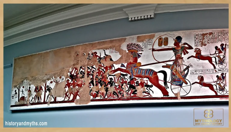 Cropped detail of Ramses II in a chariot