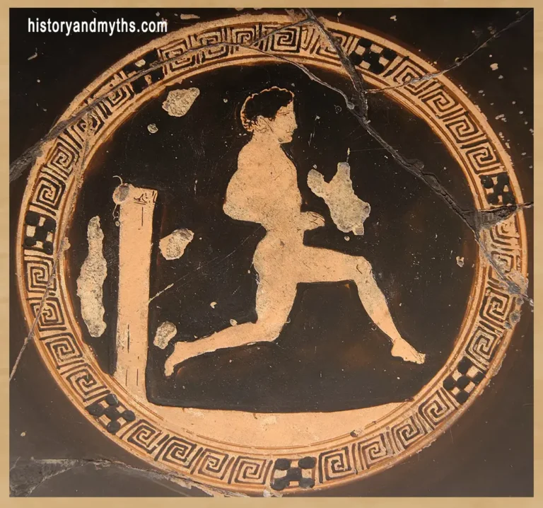 Running athlete, depicted on an Attic red-figure kylix by the Codros Painter (c. 450–400 BC)