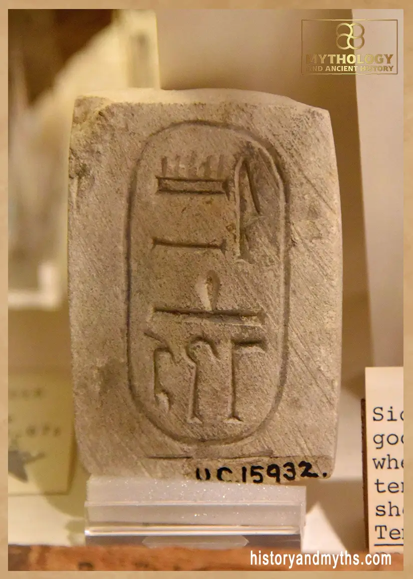 This foundation tablet preserves the cartouche of Amenhotep II’s birth name and epithet, showing how royal identity was formalized through official naming