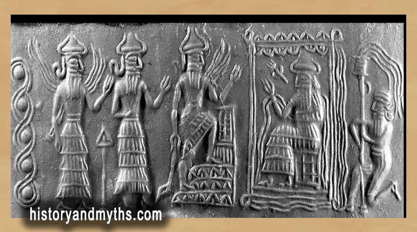 Utu, Nannar, and Ninurta visit Enki in Eridu