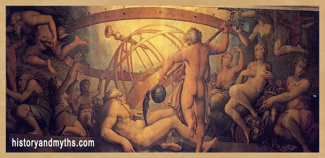“The Mutilation of Uranus by Saturn” by Giorgio Vasari and Cristoforo Gherardi