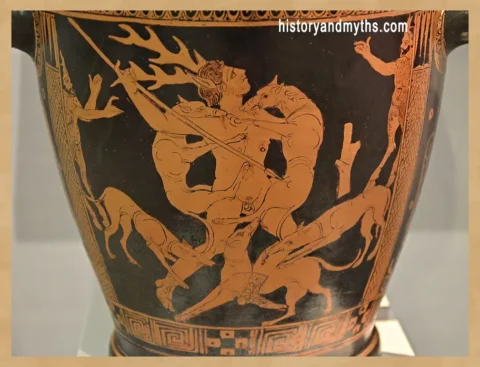Apulian red-figure skyphos depicting the myth of Actaeon, c. 400–350 BC