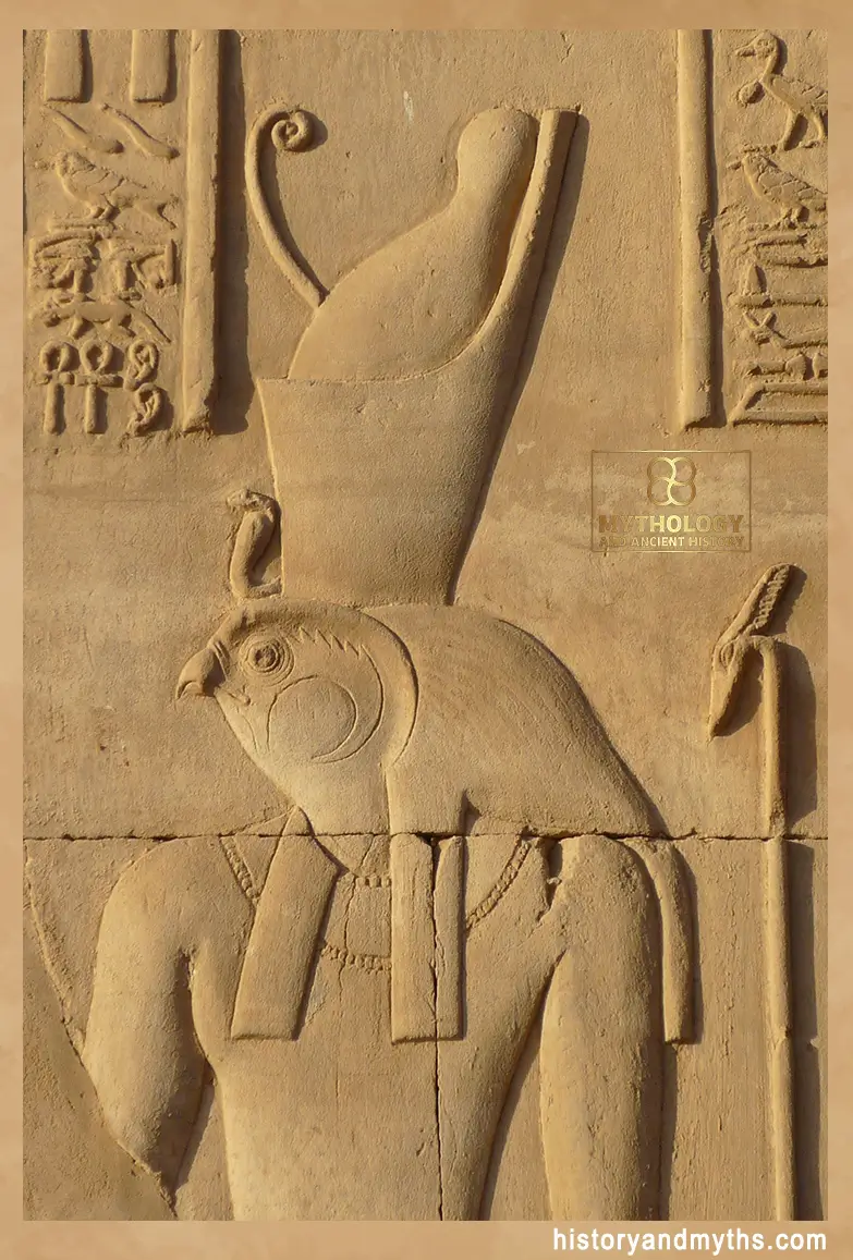 Wall relief of Horus from the Kom Ombo Temple