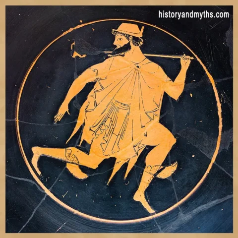 Hermes with winged sandals on an Attic red-figure kylix, c. 510 BC
