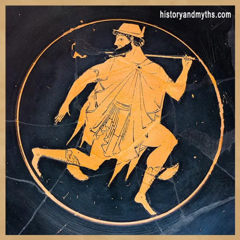 Hermes with winged sandals on an Attic red-figure kylix, c. 510 BC