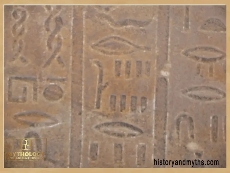 Hieroglyphic text including ancient Egyptian numerals carved in relief