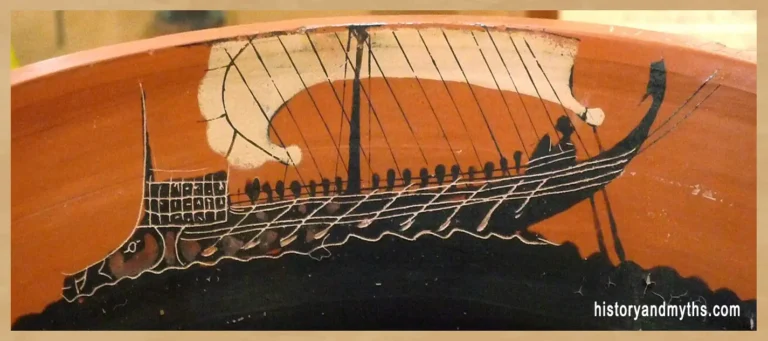 Ships depicted on an Attic black-figure krater from Ancient Thera (6th century BC)