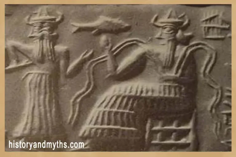 two-faced Isimud looking forward & backwards, the vizier & friend to Enki, & Enki the god of waters
