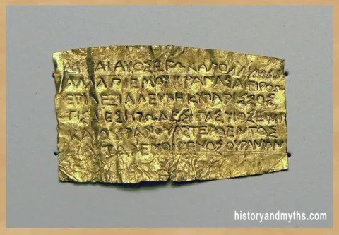 Orphic Gold Tablet from Thessaly, inscribed with instructions for the soul's journey after death, c. 350–300 BCE