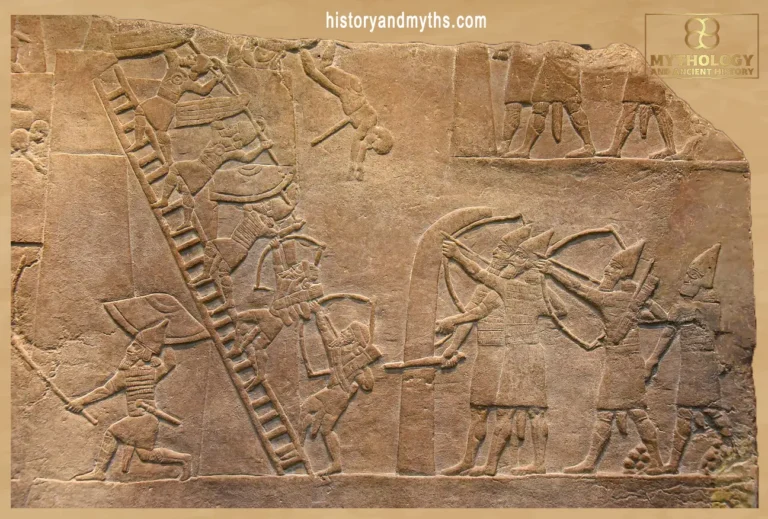 Detailed relief showing the Assyrian army of Ashurbanipal II attacking Memphis, Egypt (645–635 BCE)