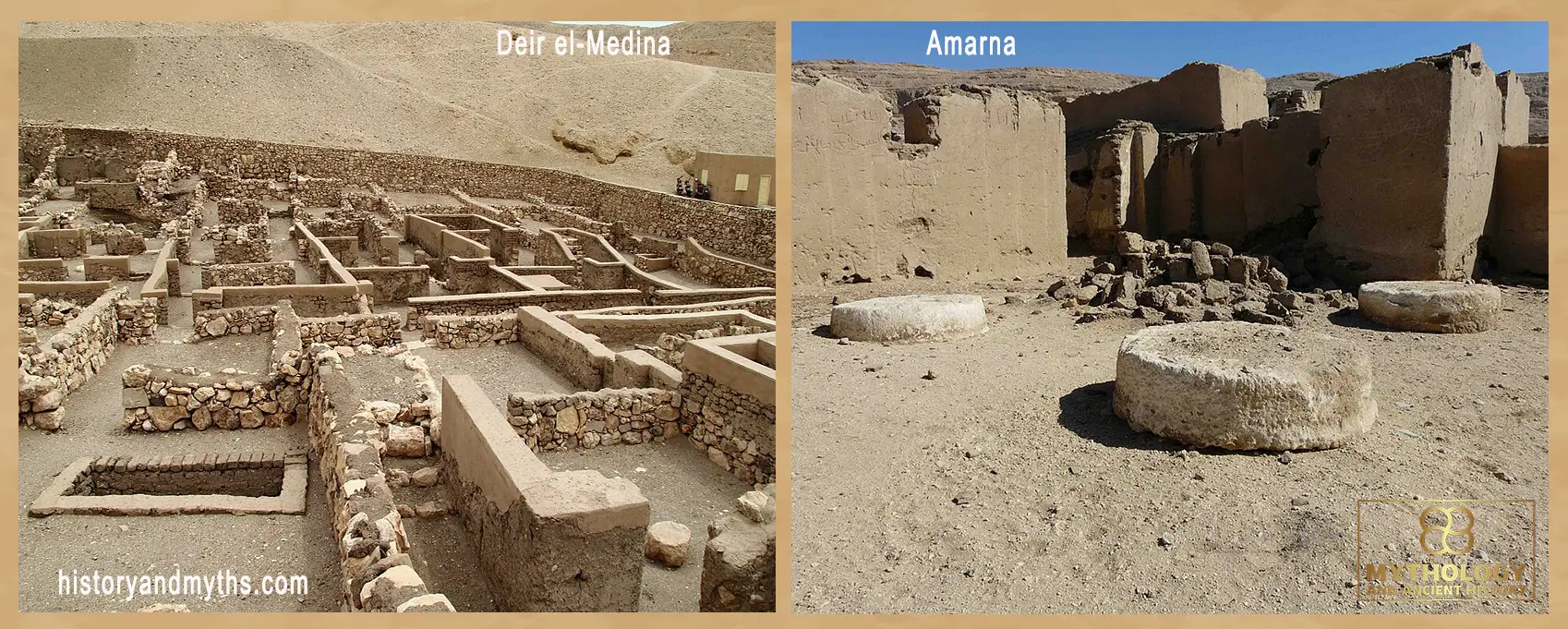Composite comparison — Amarna (North residential area) and Deir el-Medina (ancient artisans’ village)