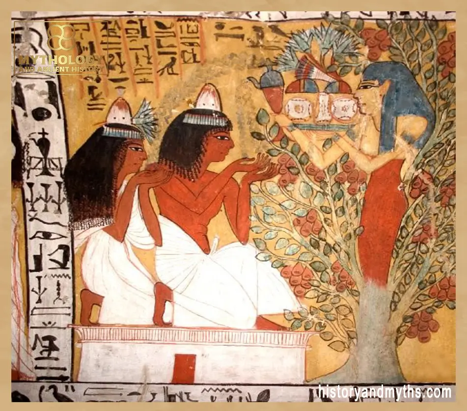 Egyptian goddess emerging from the Tree of Life in the tomb of Sennedjem (Luxor)